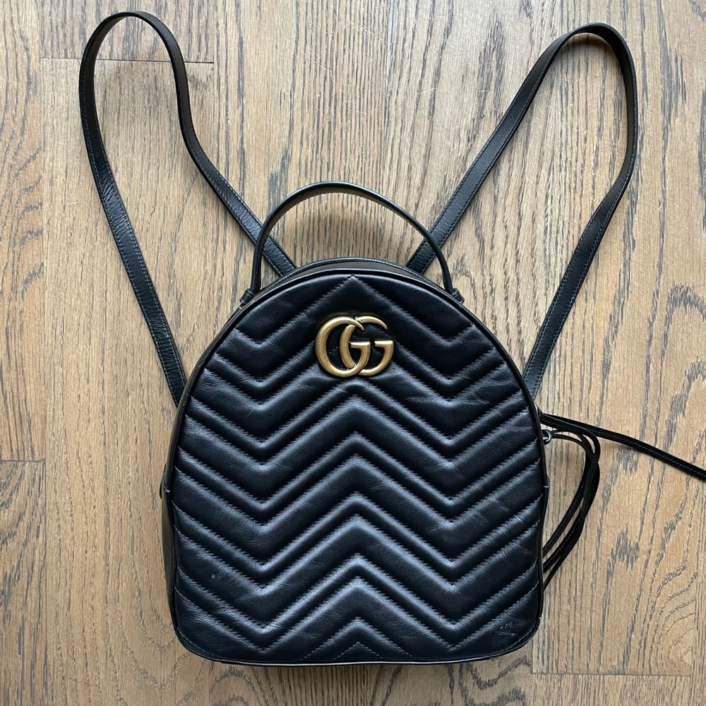 Gucci logo black backpack